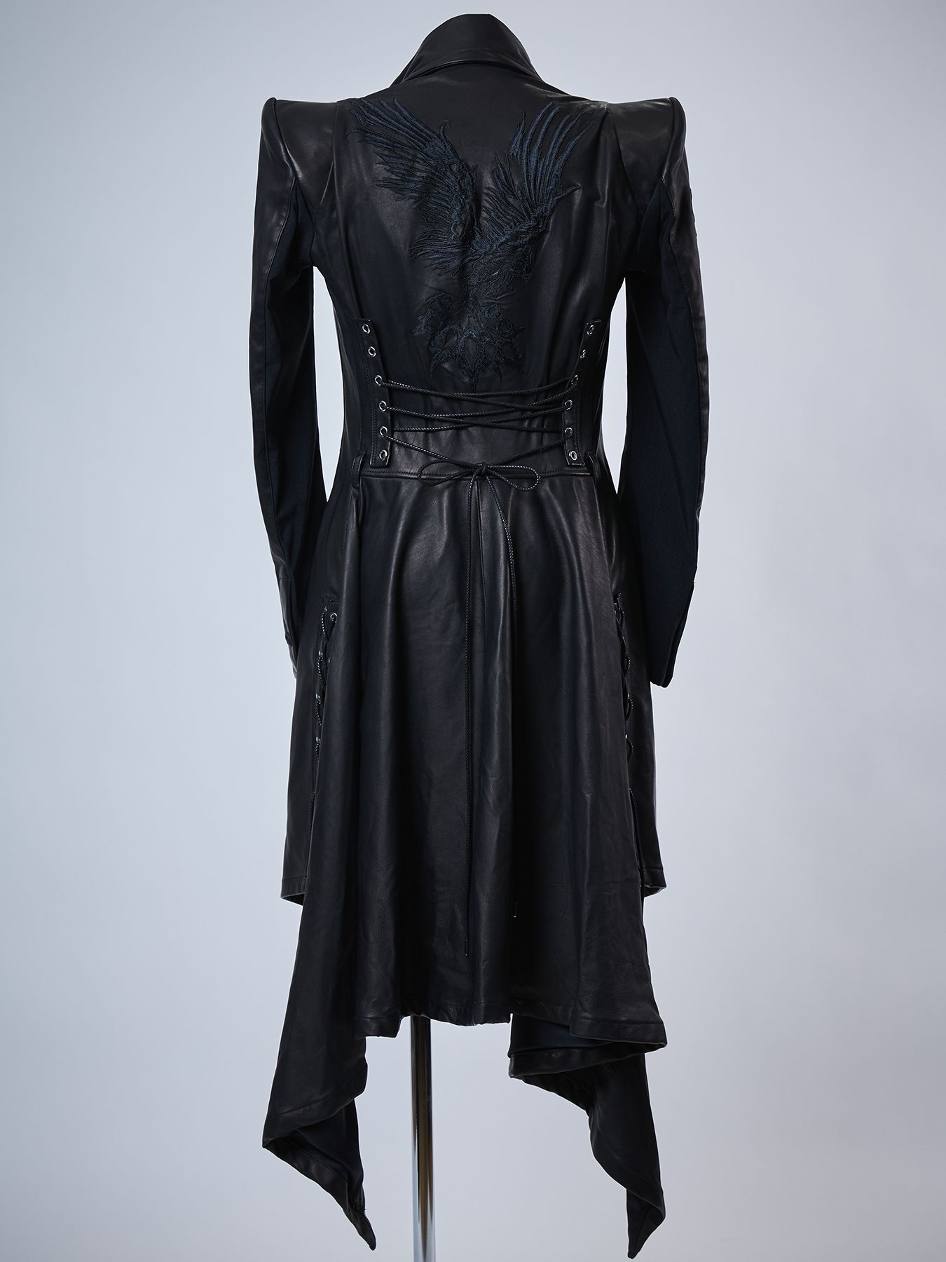 【予約品 4月26日(日) 締切】《Costume Line》Eco Horse Hide Lace Up Flare Jacket / エコホースレザー レースアップ フレアジャケット / ブラック