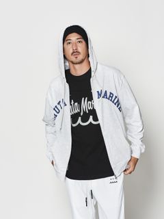 【予約品 10月9日(木) 締切】muta Arc Logo Zip Up Hooded Sweatshirt / ジップパーカー / アッシュグレー【Acanthus × muta MARINE】