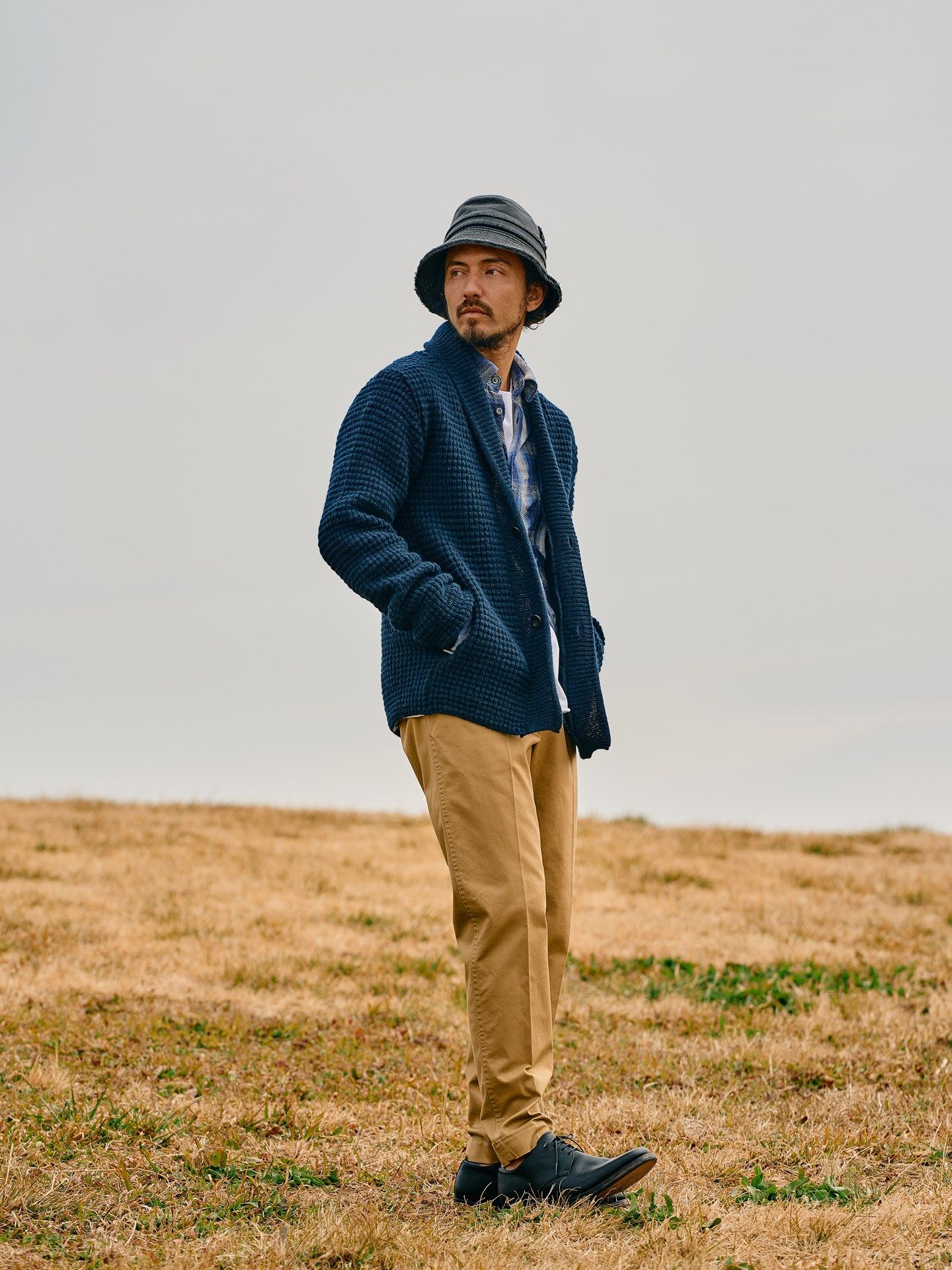 【予約品】 lomond shawl collar cardigan / カーディガン / ネイビー