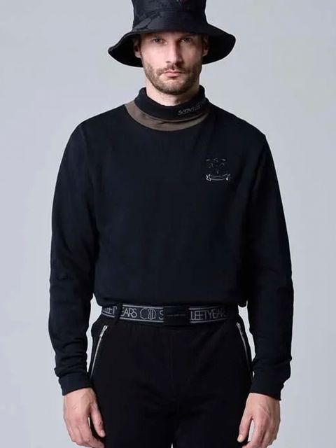 SOFT BULKY LAYERED HIGH NECK SHIRTS / レイヤードハイネック / ブラック【SY32 by SWEET YEARS GOLF】