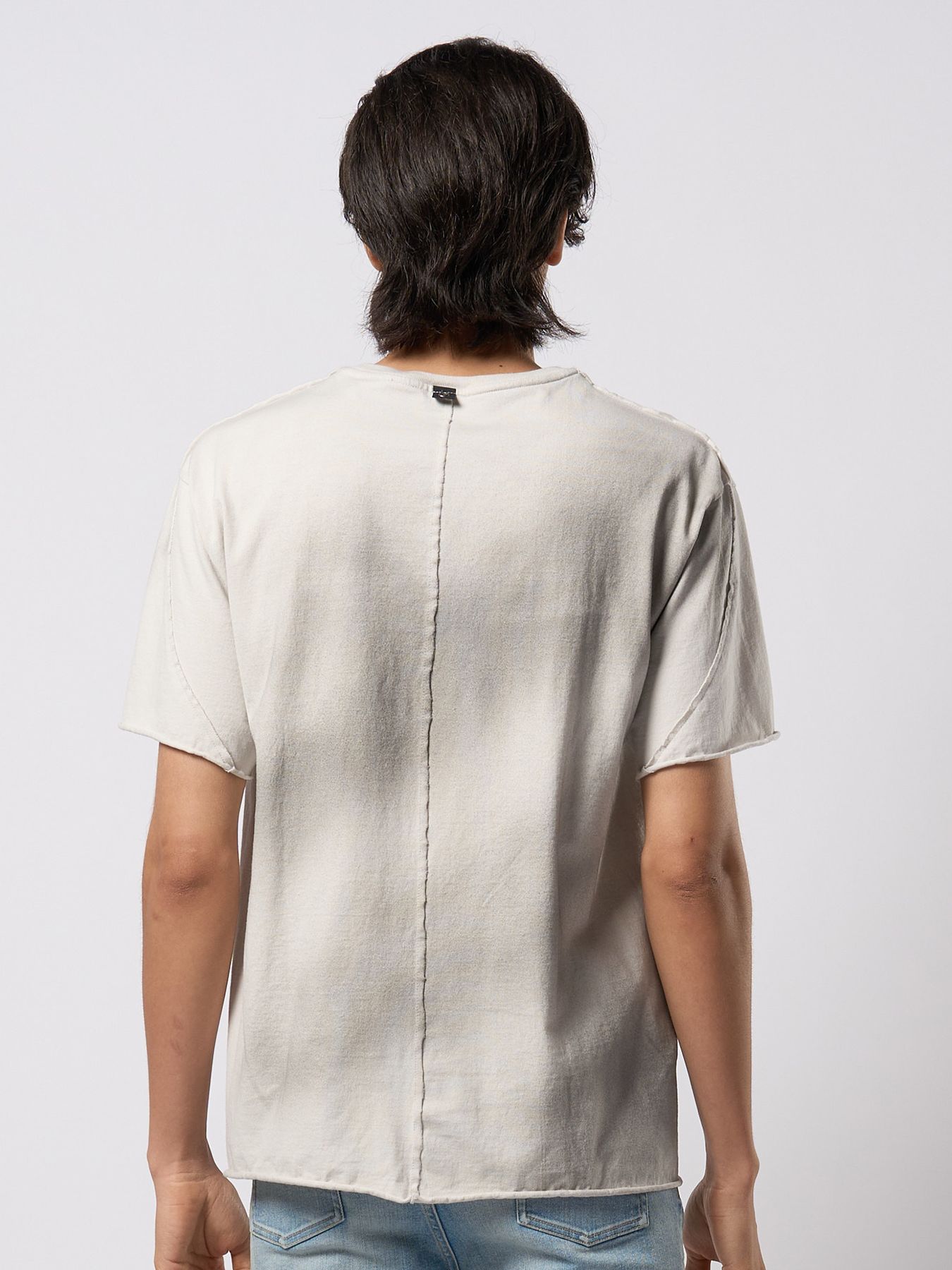 【予約品 9月23日(火) 締切】spray dye leather pocket-T / スプレーダイ レザーポケットTシャツ / グレージュ×シルバー
