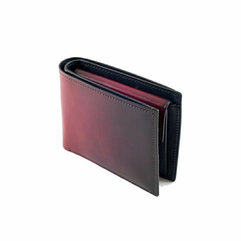 二つ折り財布 イタリア産ベビーカーフ × 国産牛革 WINE商品番号 YVP132【 yuhaku】