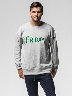 【予約品 8月31日(日) 締切】FRIDAY OLD LOGO VEROURS FLEECE TRAINER / FRIDAYコラボ オールドロゴ ベロアフリース トレーナー / グレー