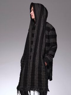 HoodMuffler / フードマフラー ポケット付き単品/ ボーダーブラック＆グレー