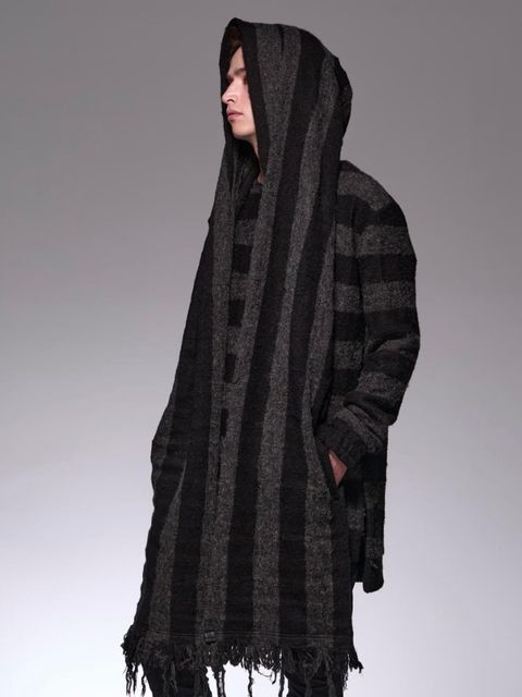HoodMuffler / フードマフラー ポケット付き単品/ ボーダーブラック＆グレー