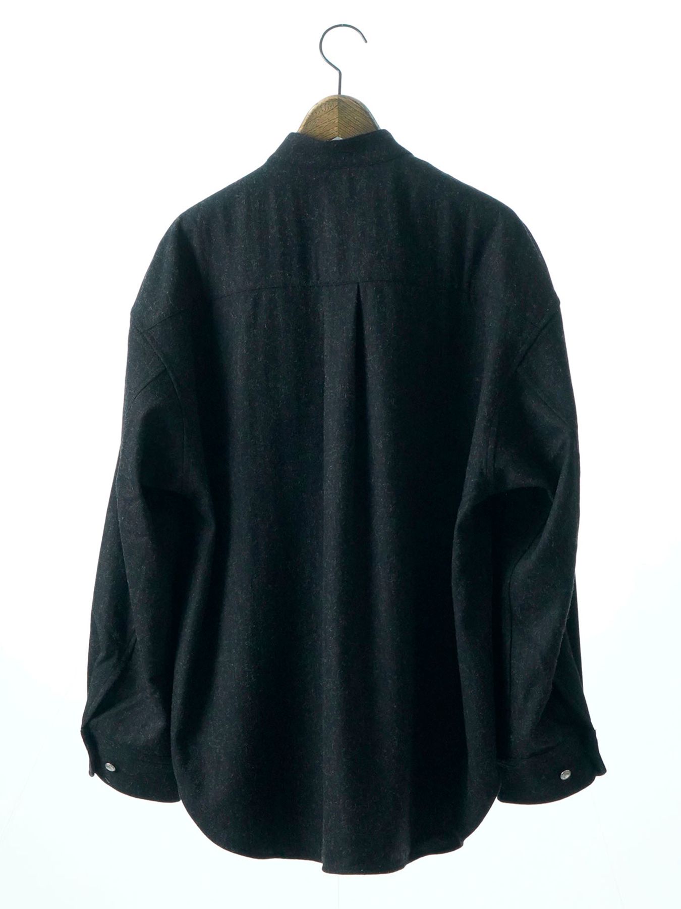 【予約品 】Bojour / ウール デザインシャツ / 杢ブラック