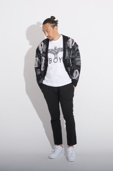 MOSAIC PATTERNED KNIT CARDIGAN/ ブラック 【BOY LONDON】