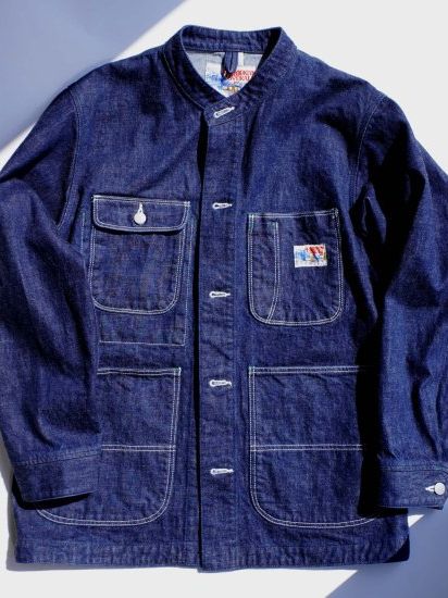 BROOKLYN OVERALL - スタンドカラーデニムカバーオール / ブルー
