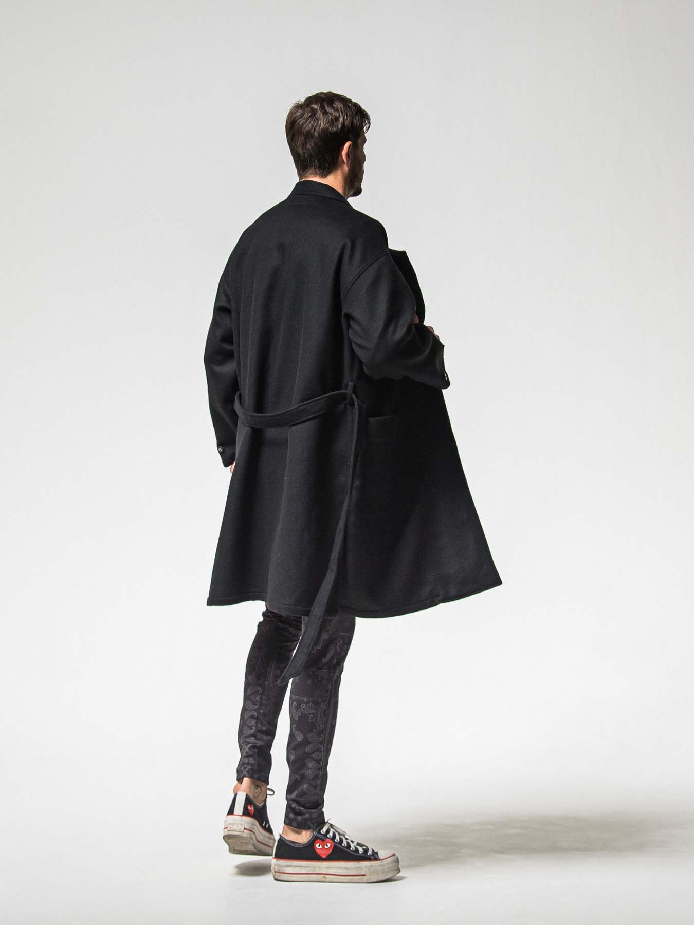 【予約品 】GOWN OVER COAT / ガウンオーバーコート / ブラック