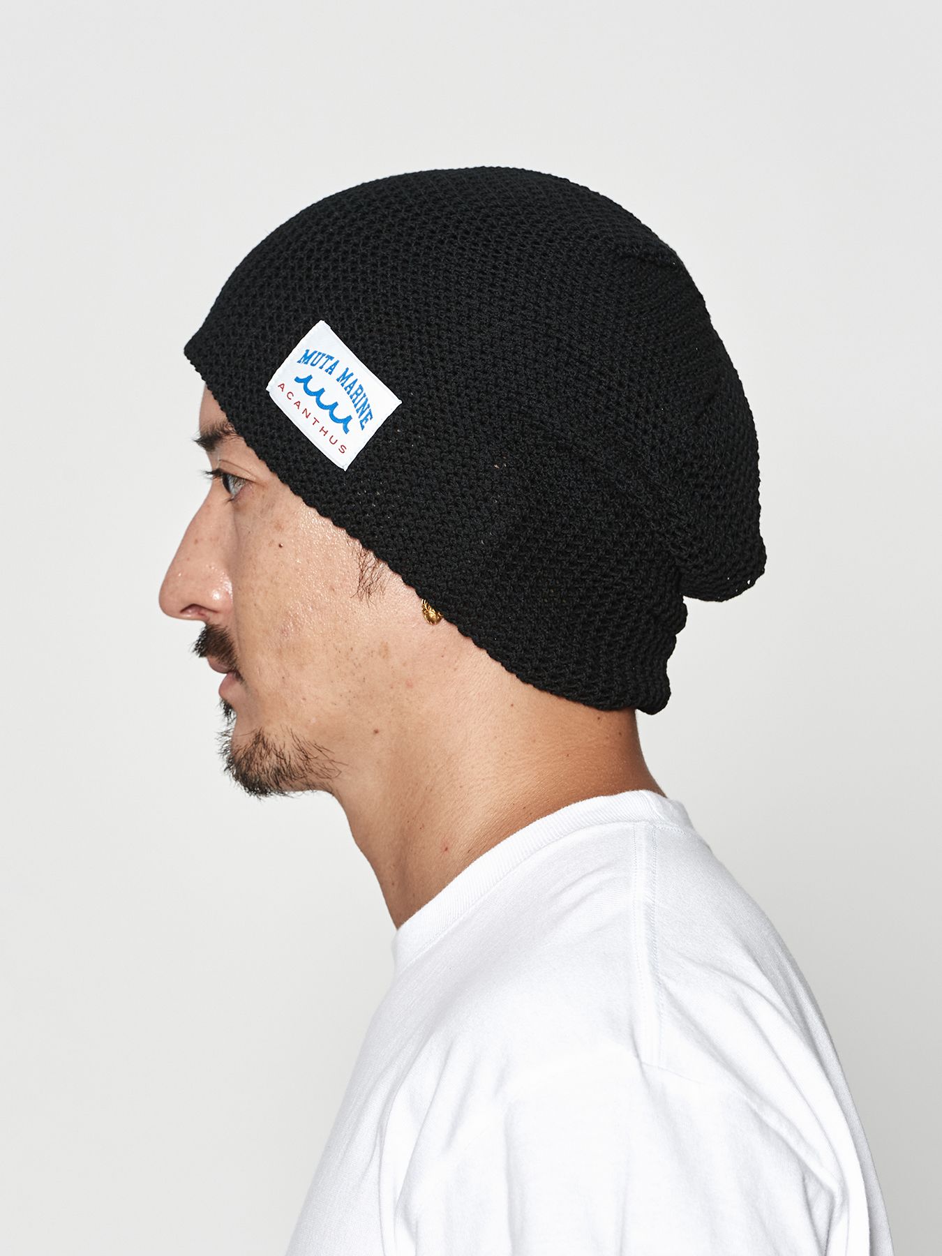 【予約品 10月9日(木) 締切】muta Mesh Back Pool Knit Cap / ニット帽 / ブラック【Acanthus × muta MARINE】