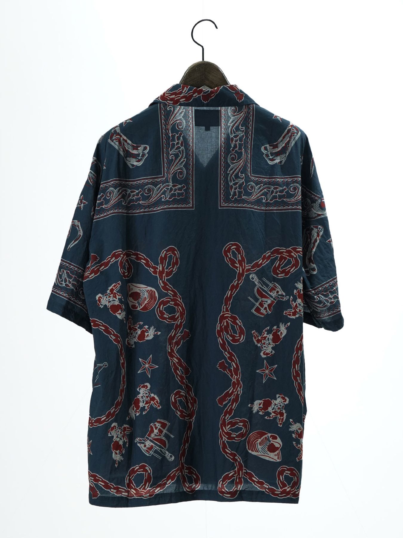 【予約品 11月23日(日) 締切】WESTERNBANDANA SHIRTS short / バンダナプリント シャツ / NAVY