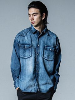 《予約品》 JAMES OVER DUNGAREE SHIRT  / オーバーウエスタンシャツ / インディゴユーズド
