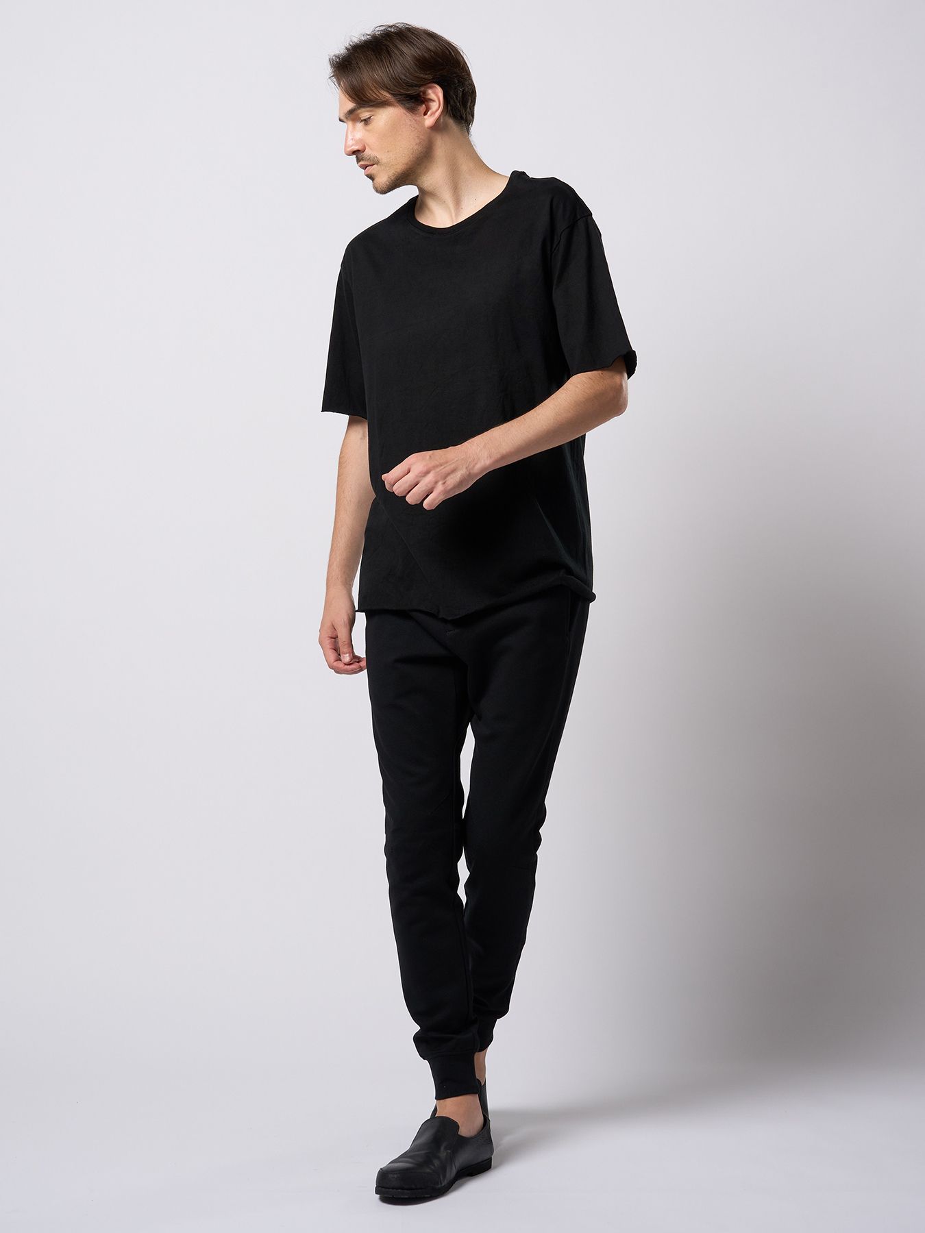 【予約品 9月23日(火) 締切】wide cut-off crew-neck S/S / ワイド カットオフ クルーネック ショートスリーブ / ディープブラック
