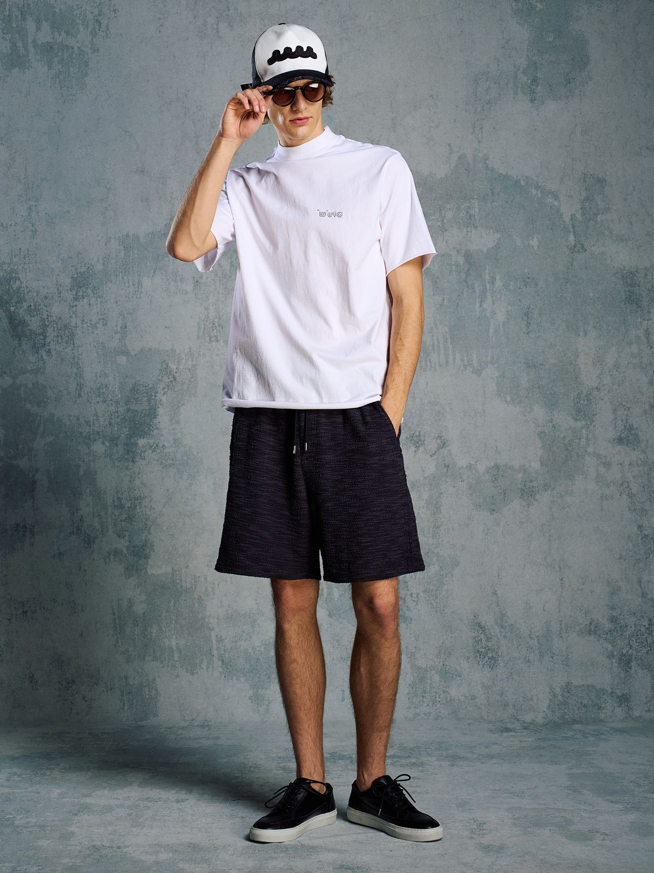 【予約品 1月25日(日) 締切】muta × wjk collection：cut-off mock S/S (printed) / カットオフ モックネック ショートスリーブ / ホワイト