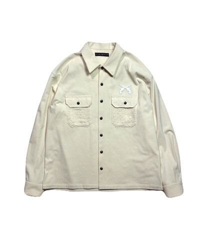 【予約品 3月9日(月) 18:00 締切】CORDUROY SH / コーデュロイ シャツ オフホワイト クロスガンパッチ / [26FGS-02A]