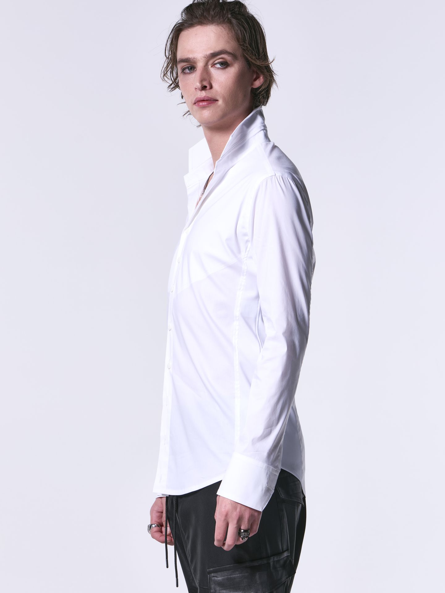 《予約品》 StandCollarSideRibShirt / スタンドカラーサイドリブシャツ / ホワイト