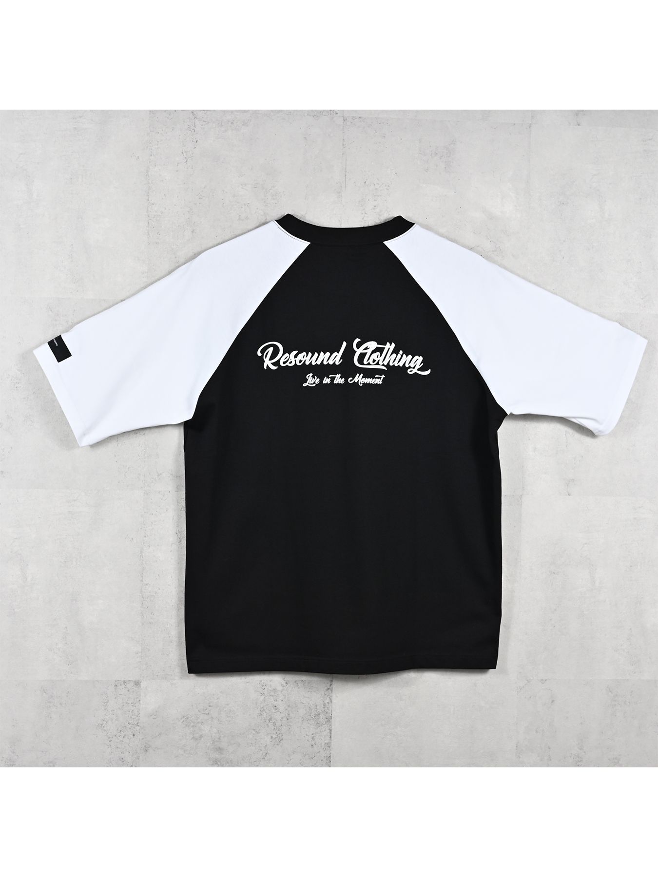 【予約品 11月16日(日) 締切】BACK RC RAGLAN OVER TEE / バックロゴ ラグランスリーブ オーバーTシャツ / ブラック×ホワイト