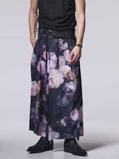《予約品》 SharringWideTuckSlacks / ワイドタックスラックス / ブラック・フローラ柄