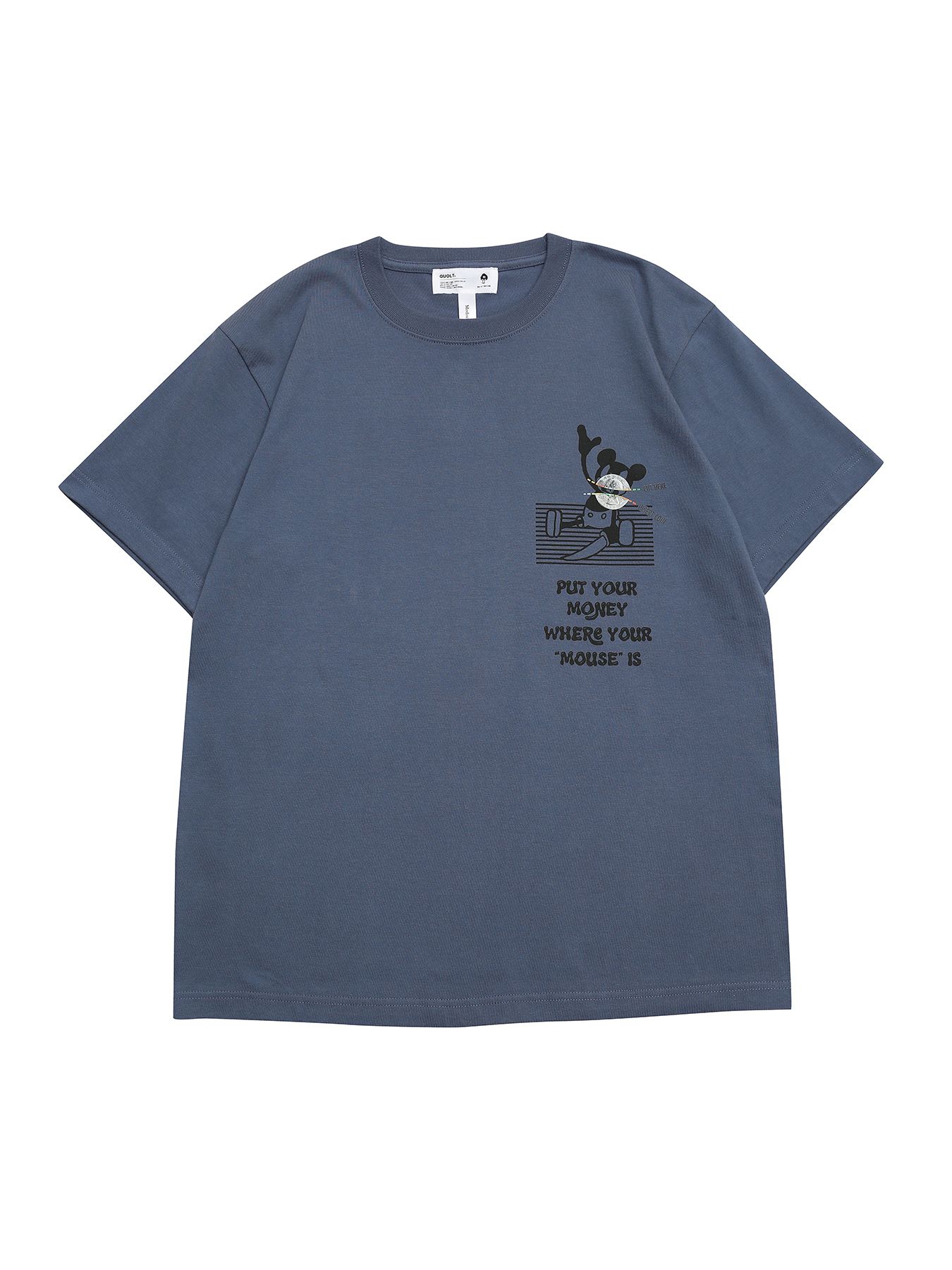 NOT-MOUTH TEE / プリントTシャツ / フェードインディゴ【QUOLT】