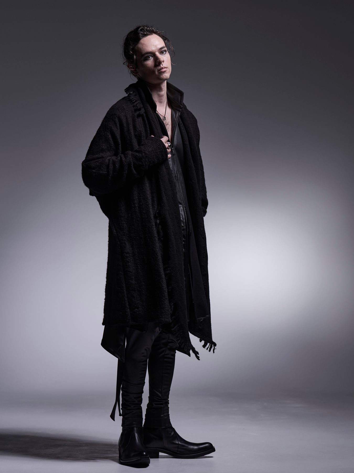 【予約品 7月13日(日) 締切】Dolman Fringe Cardigan / ドルマンフリンジカーディガン / ブラック&ブラック