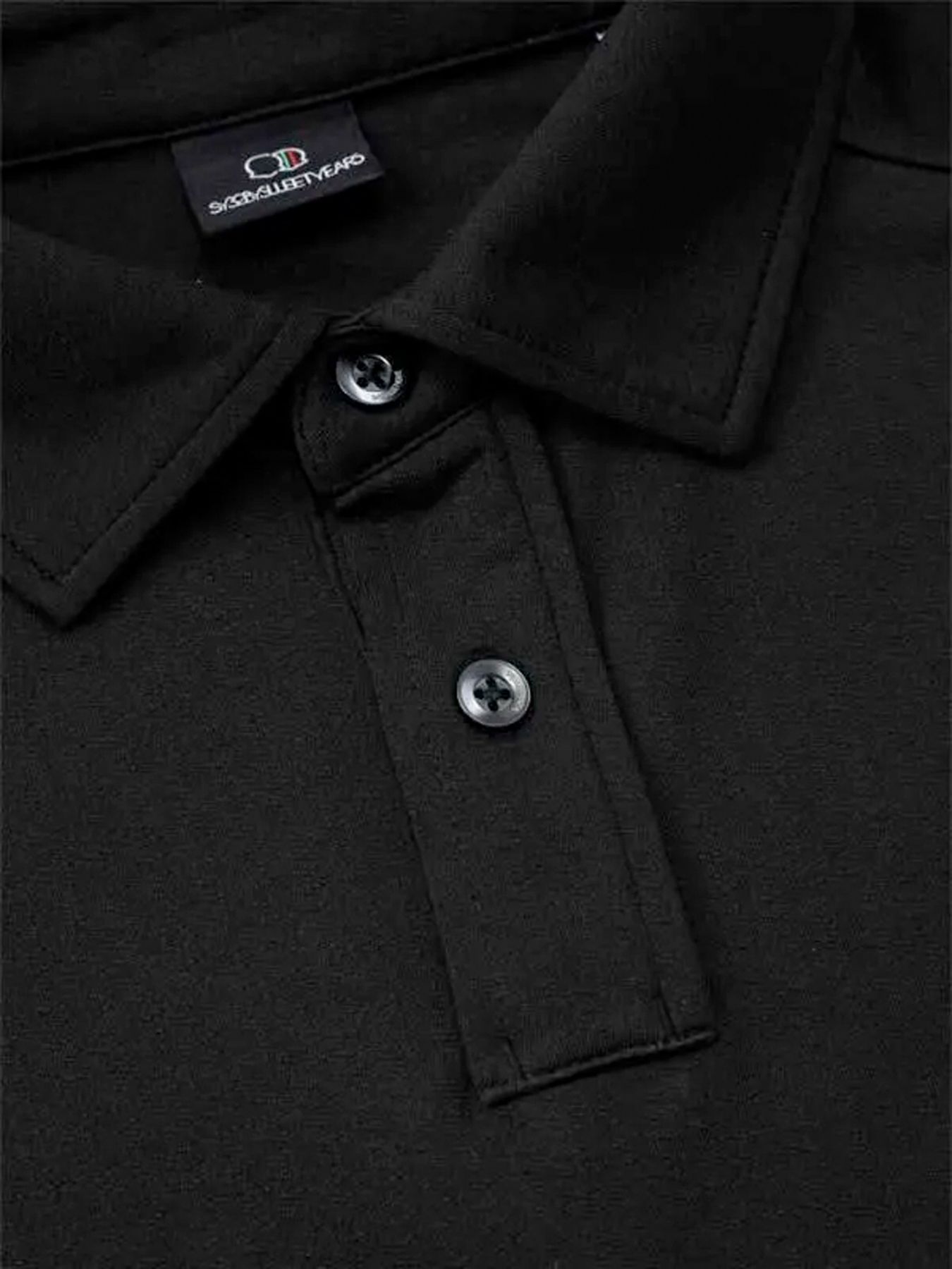 WAVE JQ BACK PRINT POLO / ウェーブ ジャガードバックプリント ポロシャツ / ブラック【SY32 by SWEET YEARS GOLF】