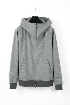 《予約品》トレッチコットンポリ ベロア加工ニット ジップアップフーディー / GRAY 【STRUM】 9月入荷予定