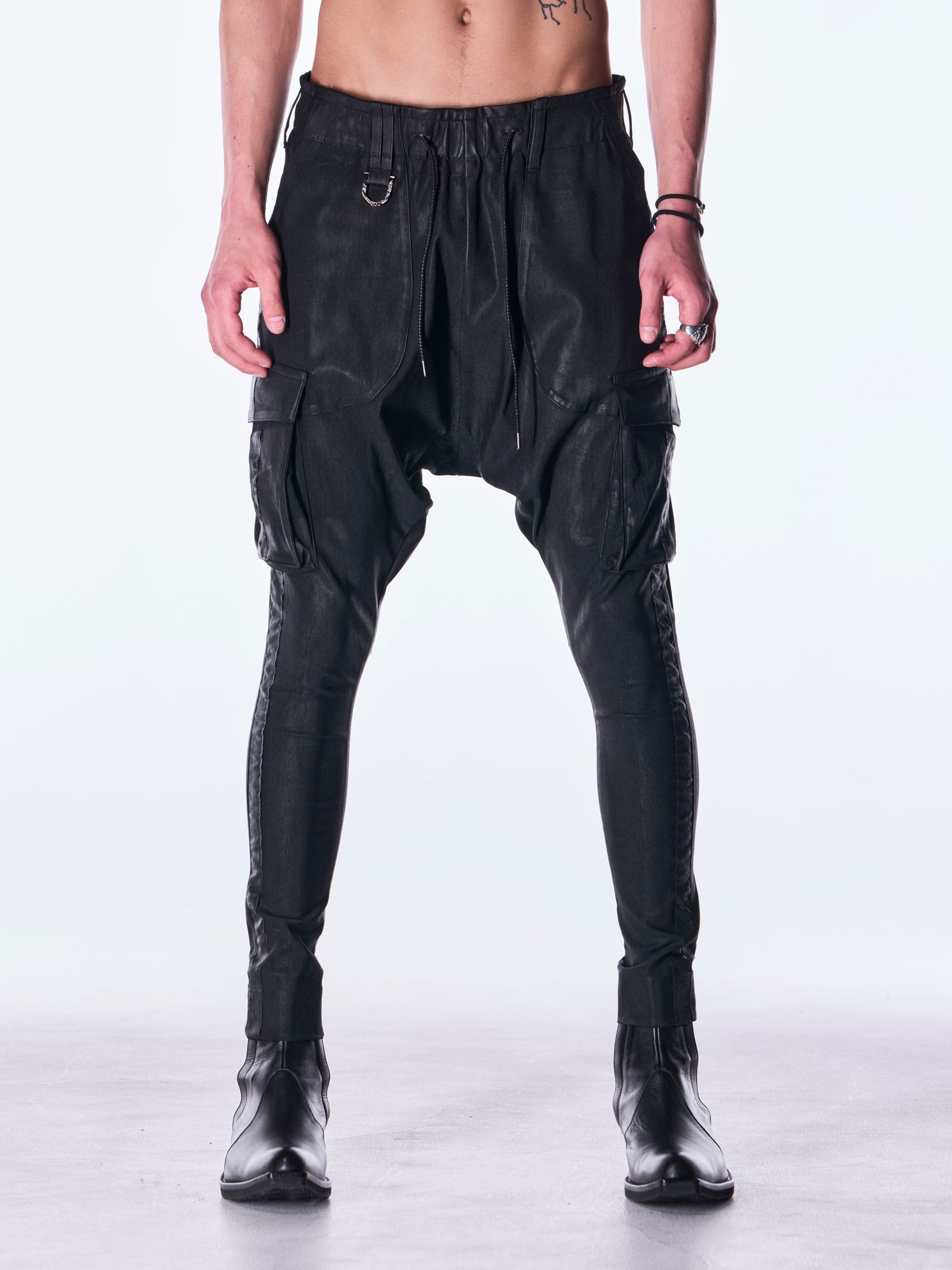 【予約品 6月29日(月) 締切】Coating High Tension Jersey Sarrouel Pants / コーティング サルエルパンツ / ブラック
