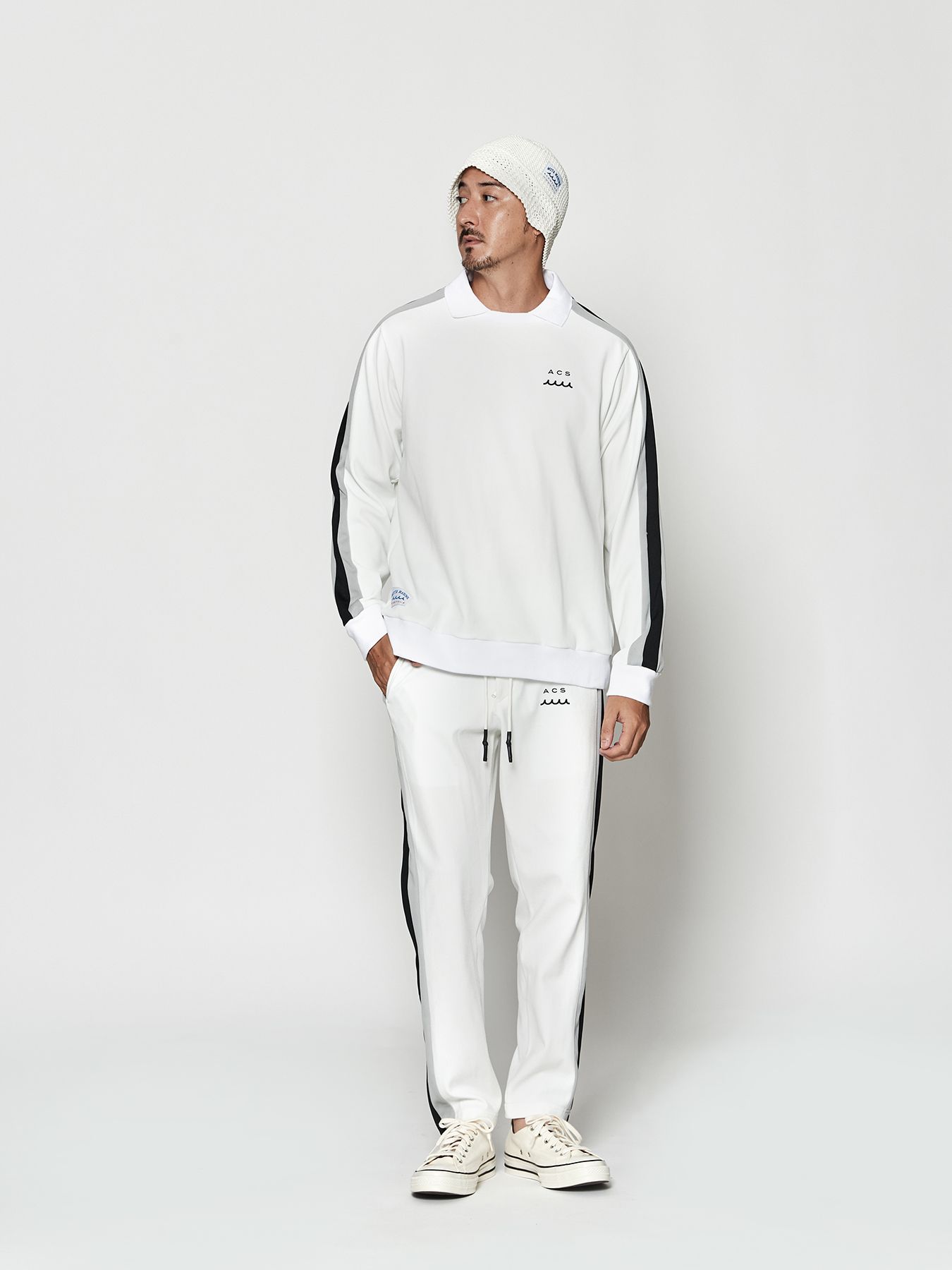【予約品 10月9日(木) 締切】muta Polo Crewneck / 衿付スウェット / ホワイト【Acanthus × muta MARINE】