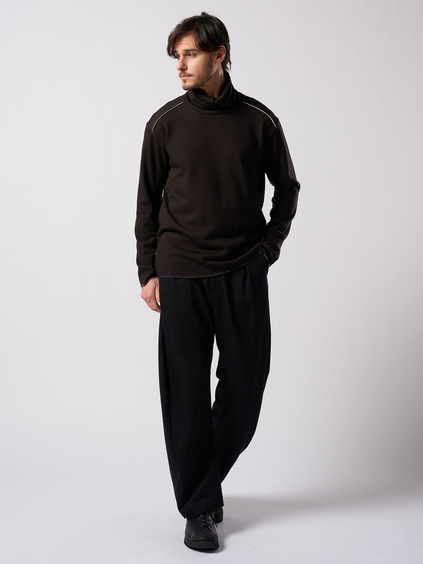 【予約品 4月19日(日) 18時締切】venetian stripe wide banana slacks / ヴェネツィアン ストライプ ワイドバナナスラックス / ブラック