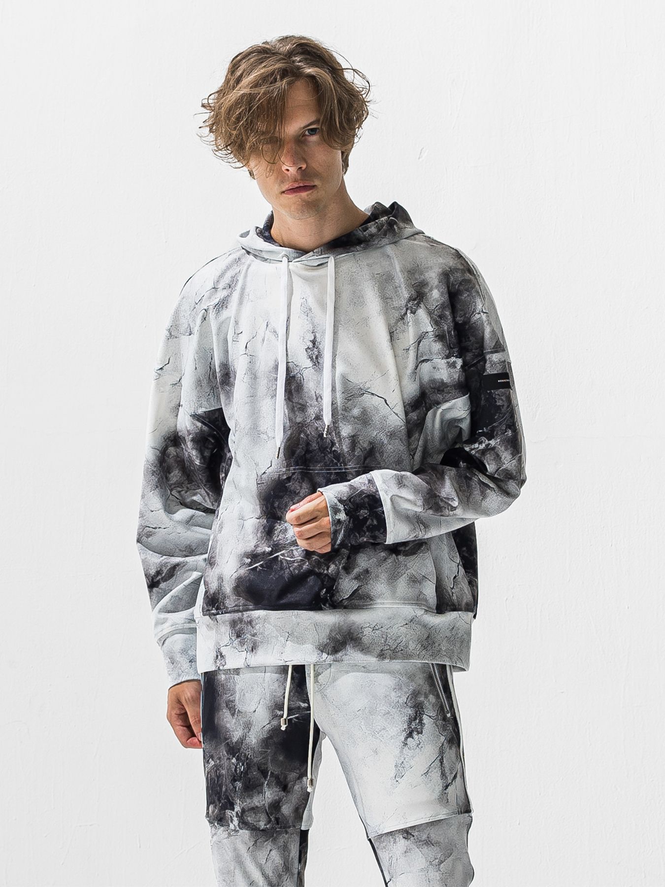 【予約品 9月6日(日) 締切】OVER HOODIE / トリコット オーバーパーカー / マーブルホワイト