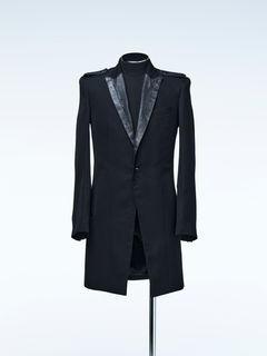 《予約品4月23日18時締め》 FishLeatherLapelJacket / ロングピークドジャケット  / ブラック 【THE ONENESS】 8月中入荷予定
