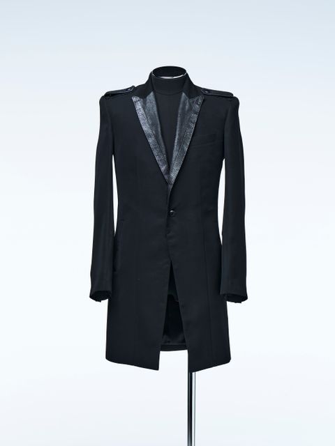 《予約品4月23日18時締め》 FishLeatherLapelJacket / ロングピークドジャケット  / ブラック 【THE ONENESS】 8月中入荷予定