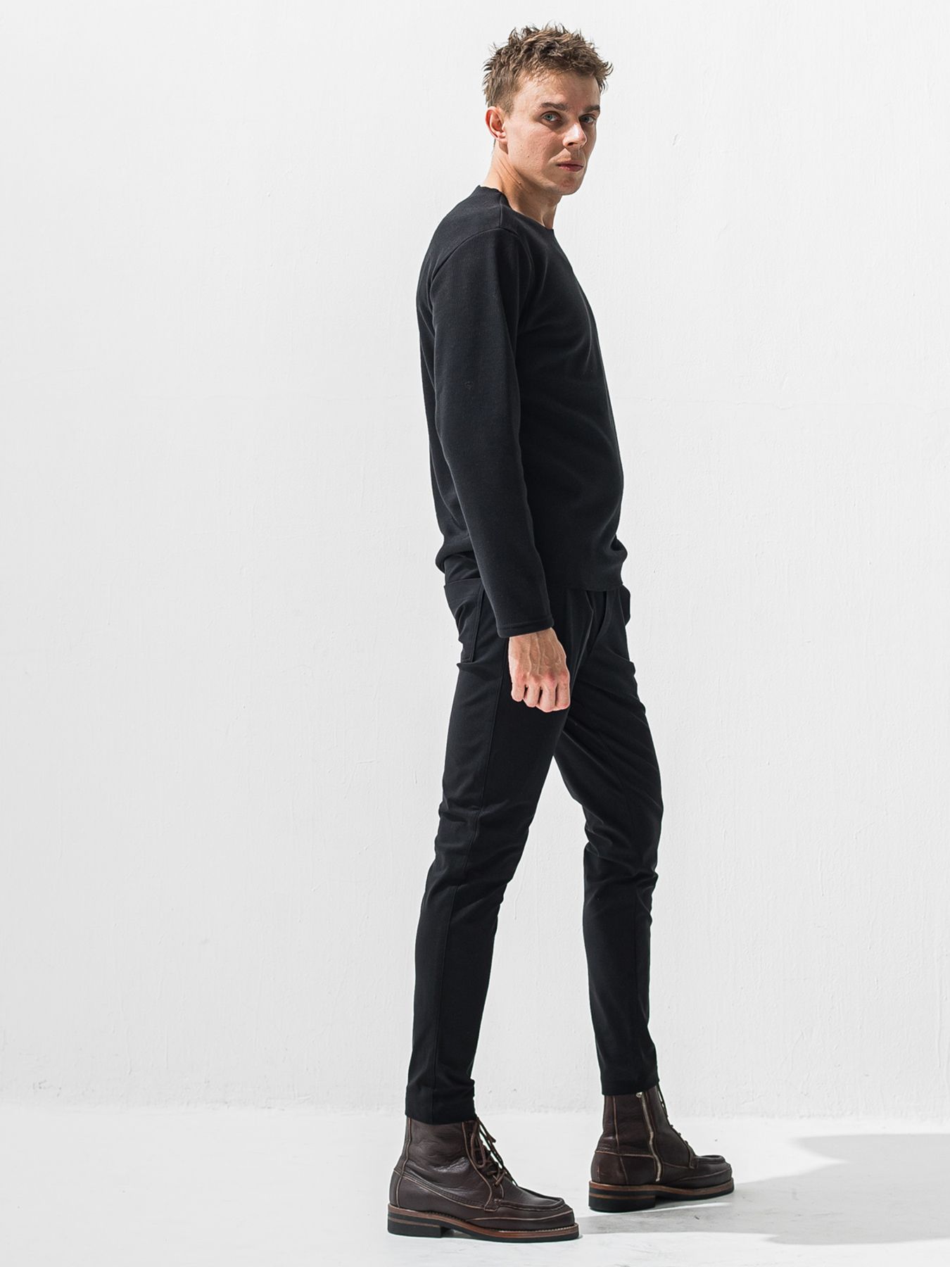 【予約品】CHRIS EASY HEAT TUCK PANTS / 裏起毛 ワンタックイージーパンツ / ブラック