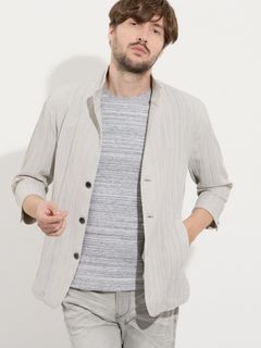 カラープリーツ7分袖ジャケット / ライトグレー【HIDEAWAYS NICOLE】