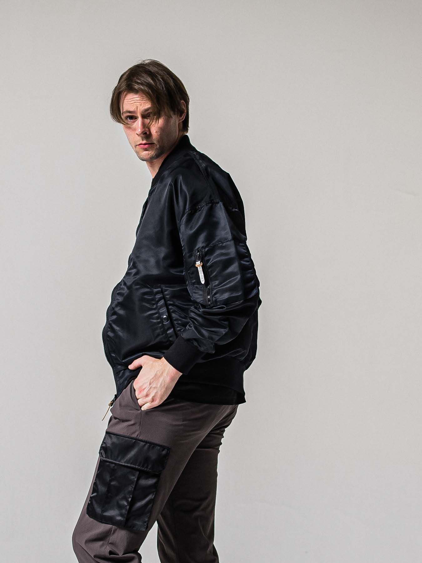 【予約品 11月16日(日) 締切】LIGHT DAVID JACKET / ドロップショルダー フライトジャケット / ナイロンブラック