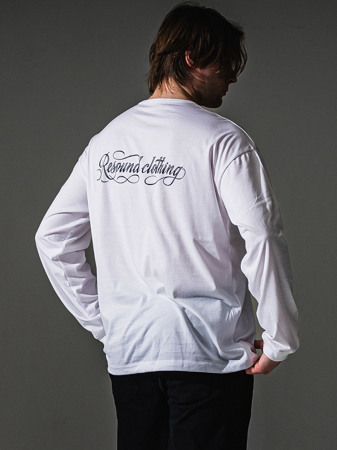 【予約品】PIN ST RC over longsleave Tee / ピンストライプロゴ オーバーサイズ ロングスリーブ Tシャツ / ホワイト