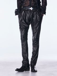 【予約品 6月29日(月) 締切】Cross Dot Fleece Boots Cut Slacks / ブーツカット スラックス / ブラック