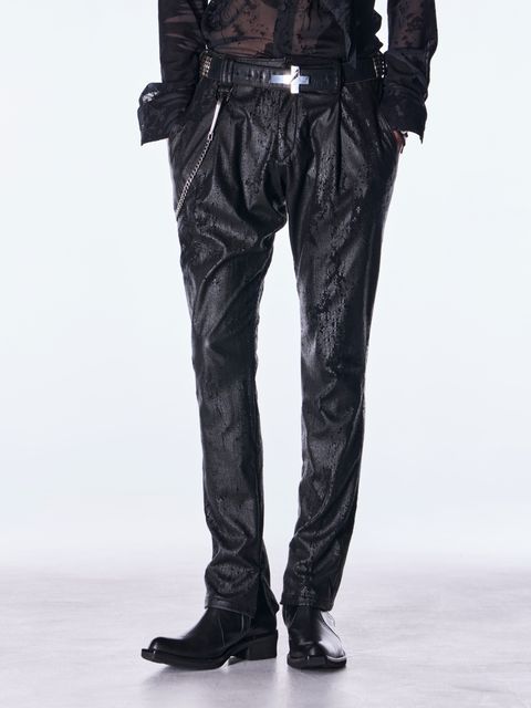 【予約品 6月29日(月) 締切】Cross Dot Fleece Boots Cut Slacks / ブーツカットスラックス / ブラック