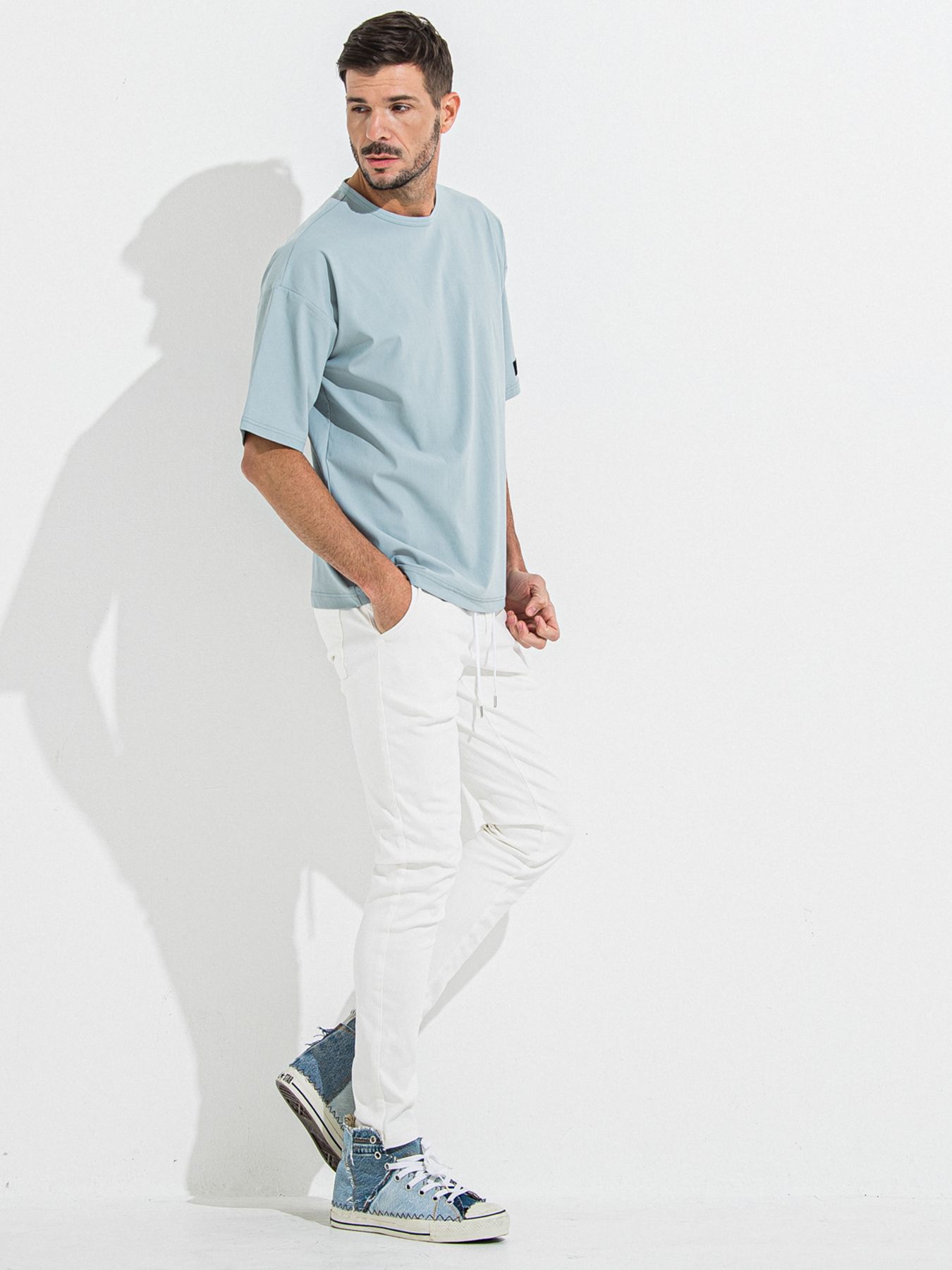 DENIM JERSEY CHRIS EASY TUCK PT / デニムジャージクリスイージータックパンツ / ホワイト