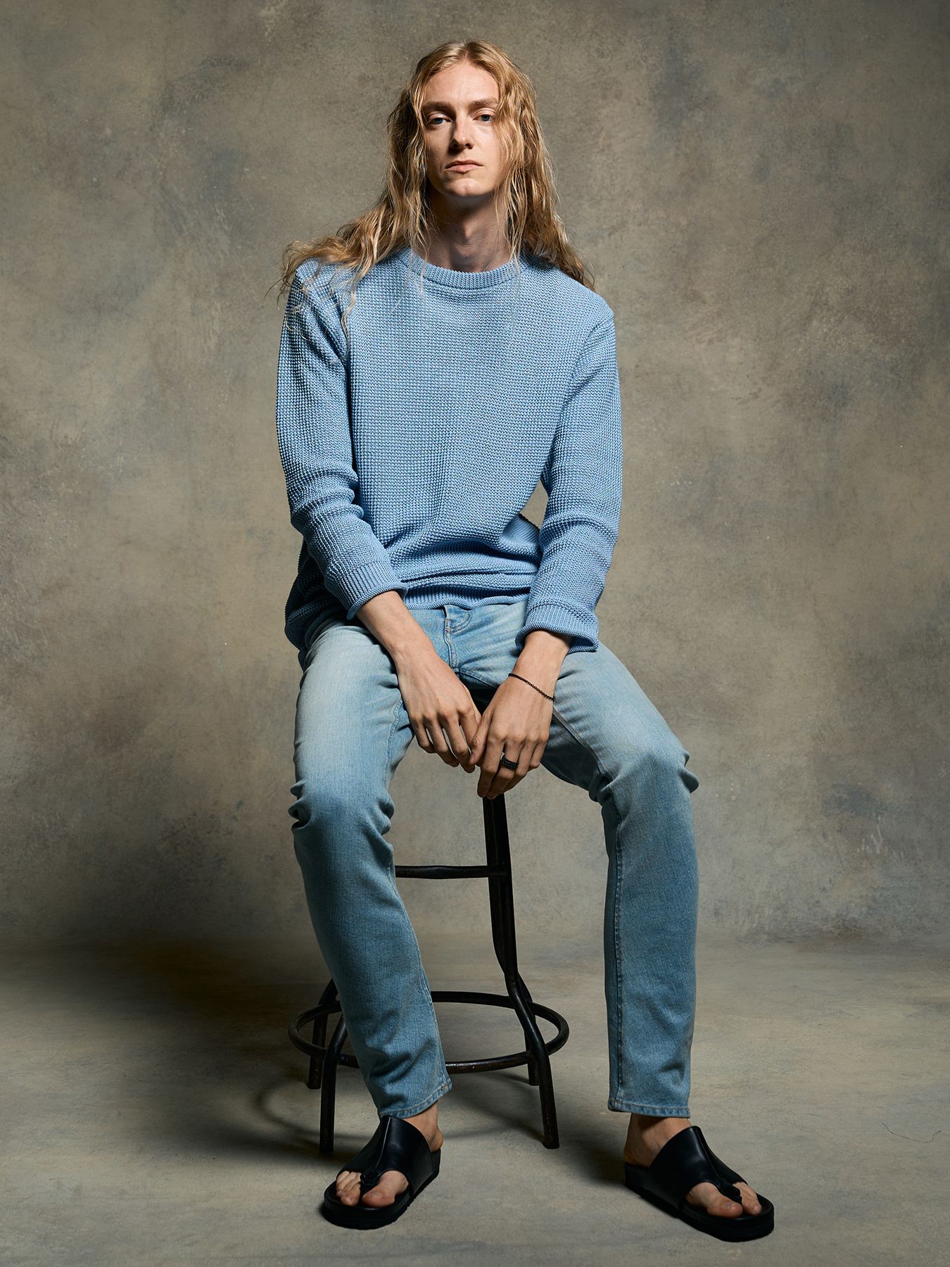 【予約品 9月23日(火) 締切】slim banana denim / スリムバナナデニム / アイスブルー