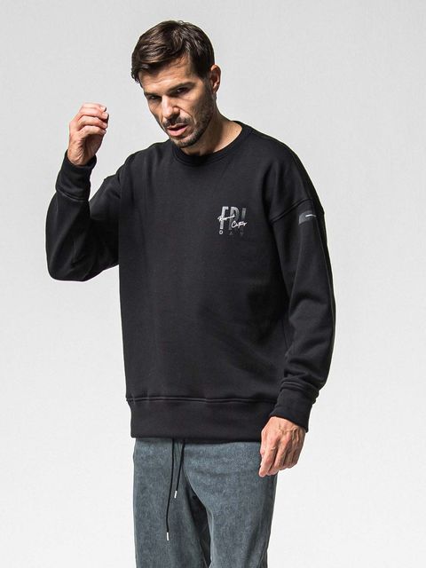 【予約品 8月31日(日) 締切】FRIDAY STANDARD LOGO VEROURS FLEECE TRAINER / FRIDAYコラボ スタンダードロゴ ベロアフリース トレーナー / ブラック
