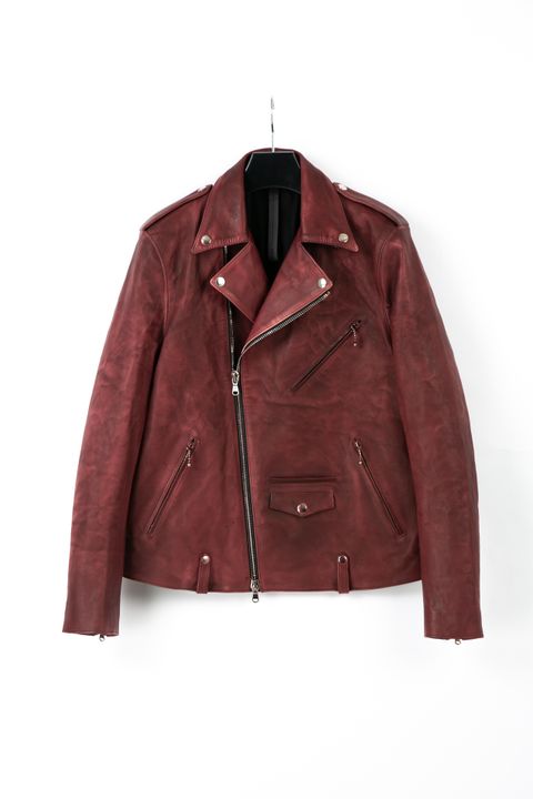 《予約品》フルタンニン鞣し ジャパンカーフスキン 燃焼製品染め ダブルライダース JOEY / BURGUNDY 【STRUM】 9月下~10月上旬入荷予定
