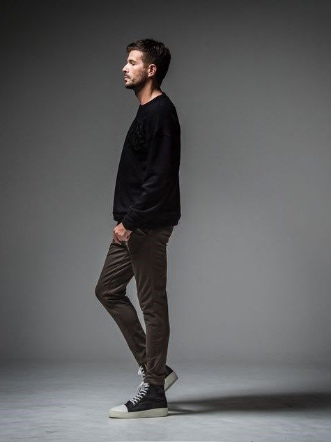 RC chenille velours fleece drop trainer / 裏起毛ロゴワッペントレーナー / ブラック 【RESOUND CLOTHING】