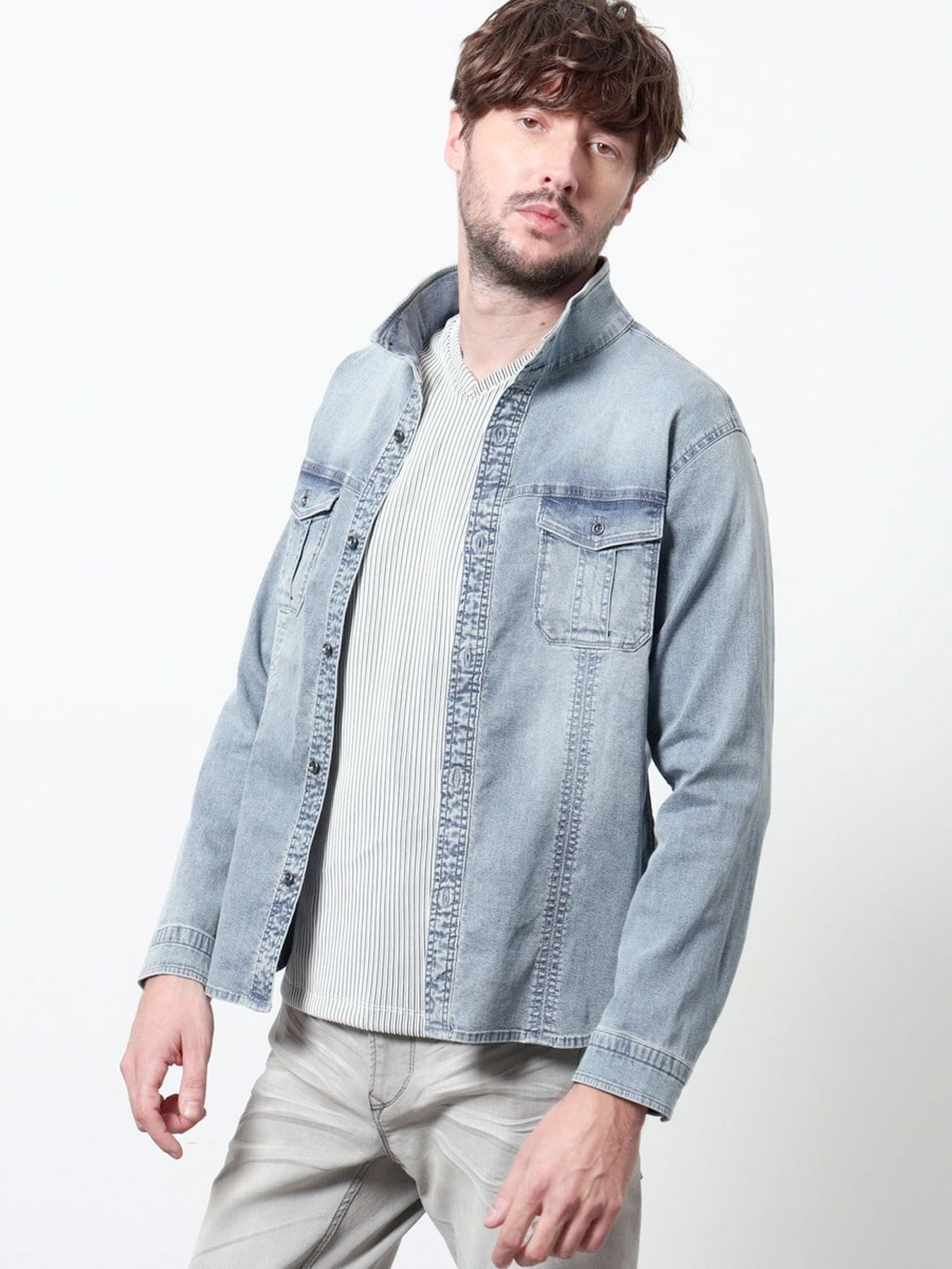 スーパーライトオンスデニムGジャン / ブルー 【HIDEAWAYS NICOLE】