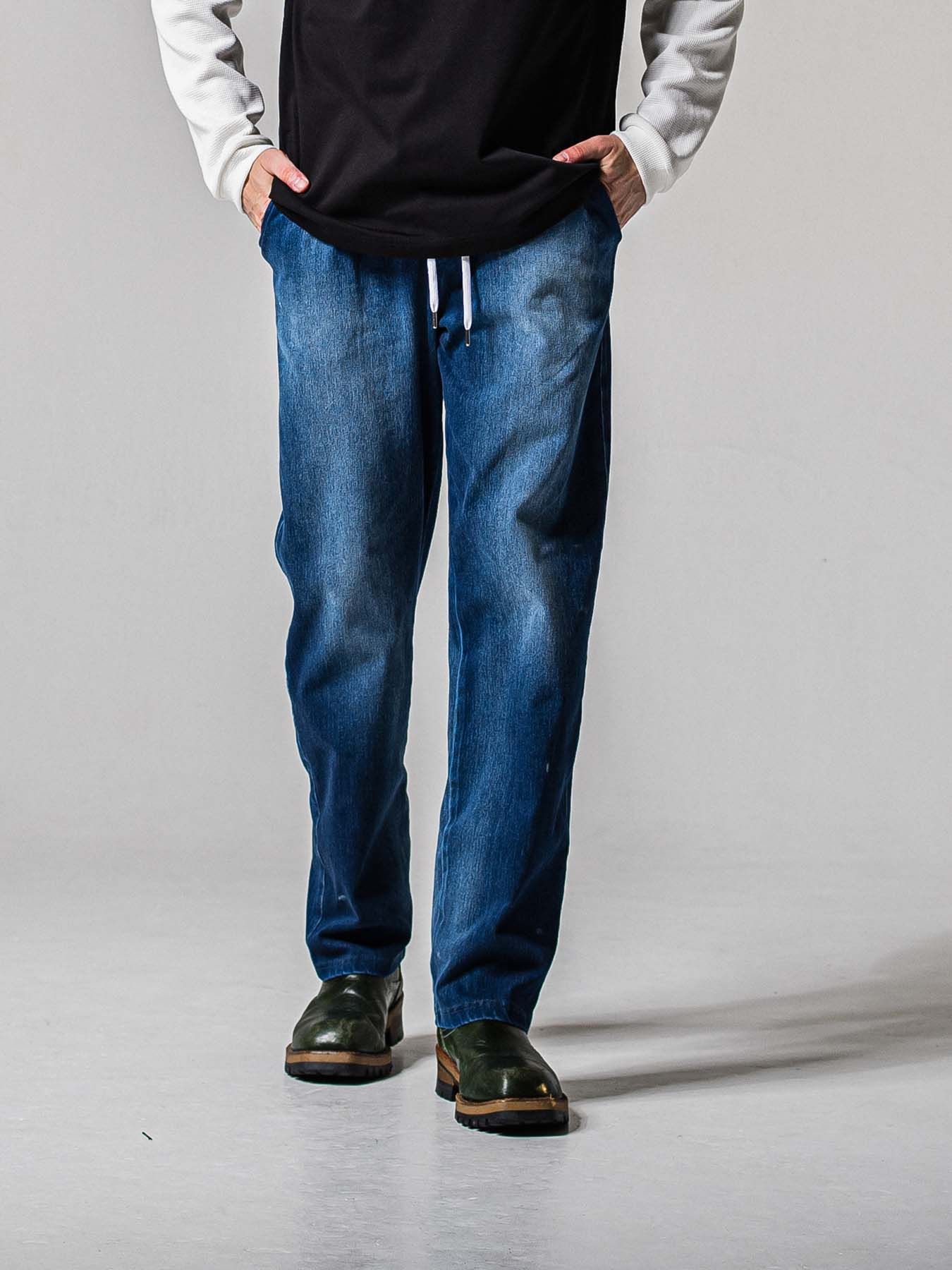 【予約品 11月16日(日) 締切】DENIM JERSEY WIDE PT / デニムジャージ セミワイドシルエット ワンタックイージーパンツ / ダークインディゴ