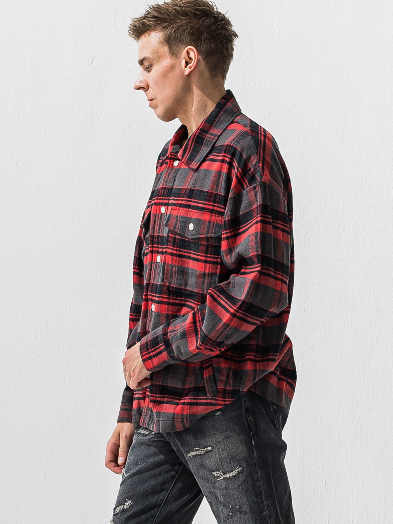 【予約品 9月6日(日) 締切】OLD SLUB CHECK JK / ヴィンテージ ネルジャケット / レッド