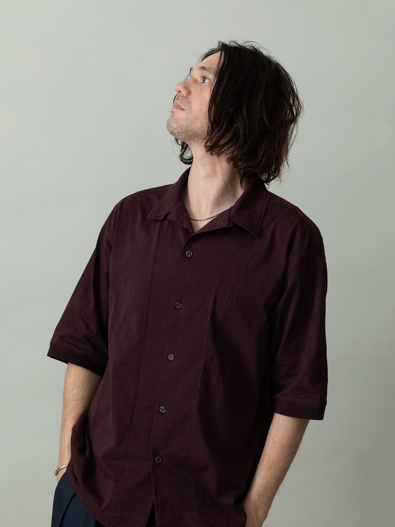 【予約品 2月1日(日) 締切】CUTSHIRTS / オープンカラーシャツ / ダークレッド