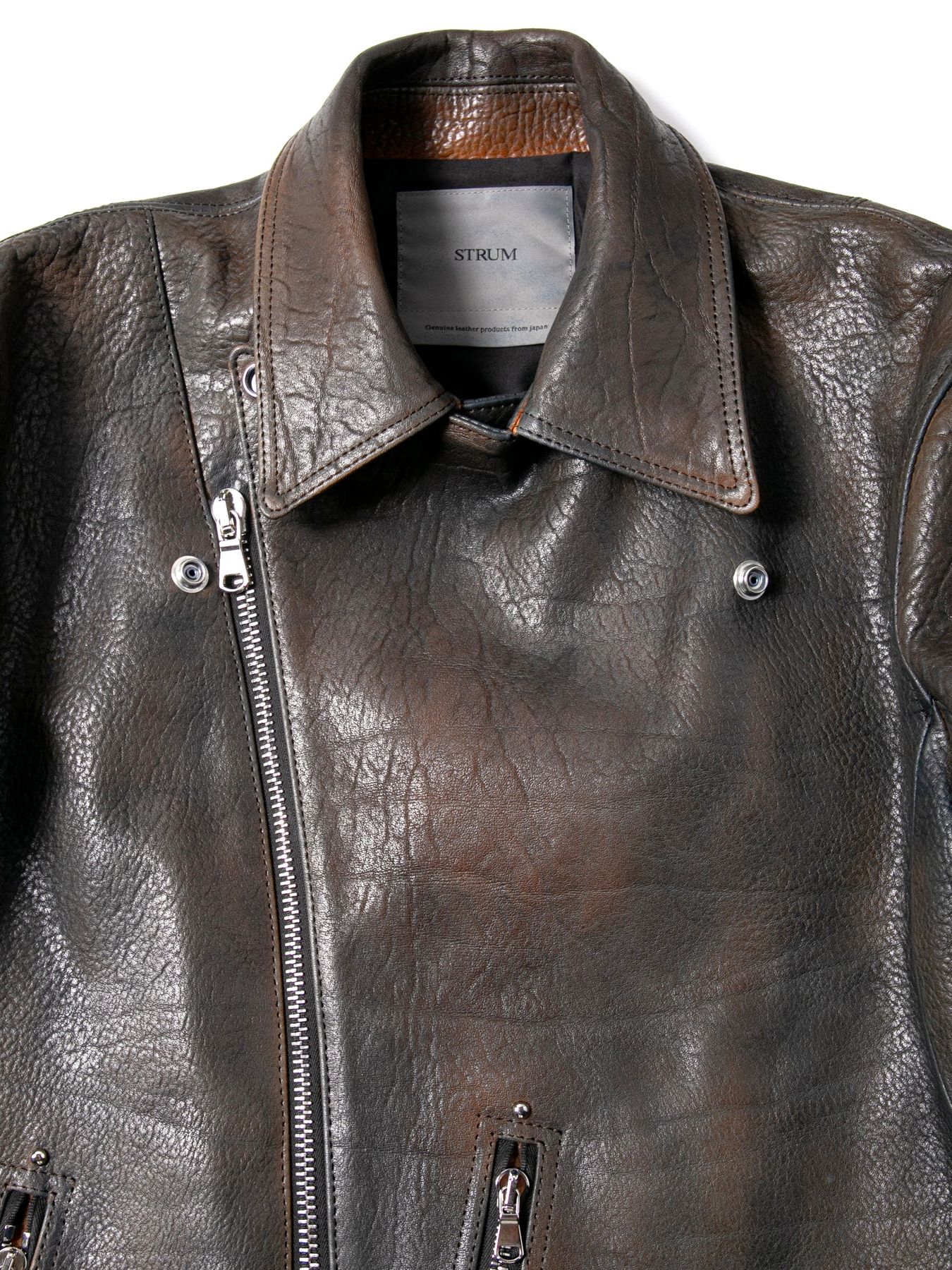 【予約品 10月12日(日) 締切】Full Vegetable Tanned Italian Double Shoulder Steer Hide Garment Burning Dyed Double Riders / イタリアンダブルショルダー燃焼製品染めダブルライダース / HI-FLYER