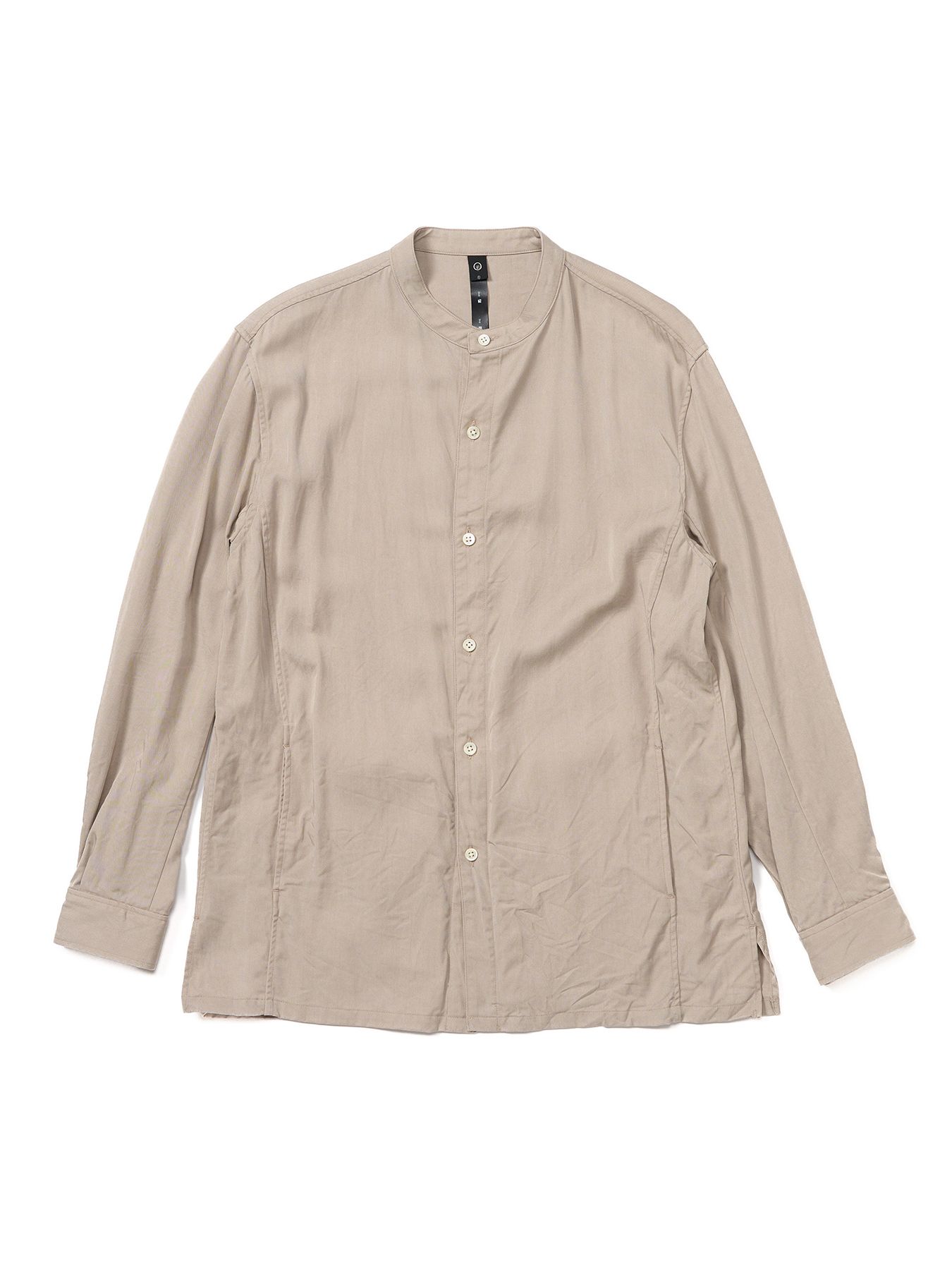 【予約品 9月23日(火) 締切】band collar shirt coat / バンドカラー シャツコート / グレージュ