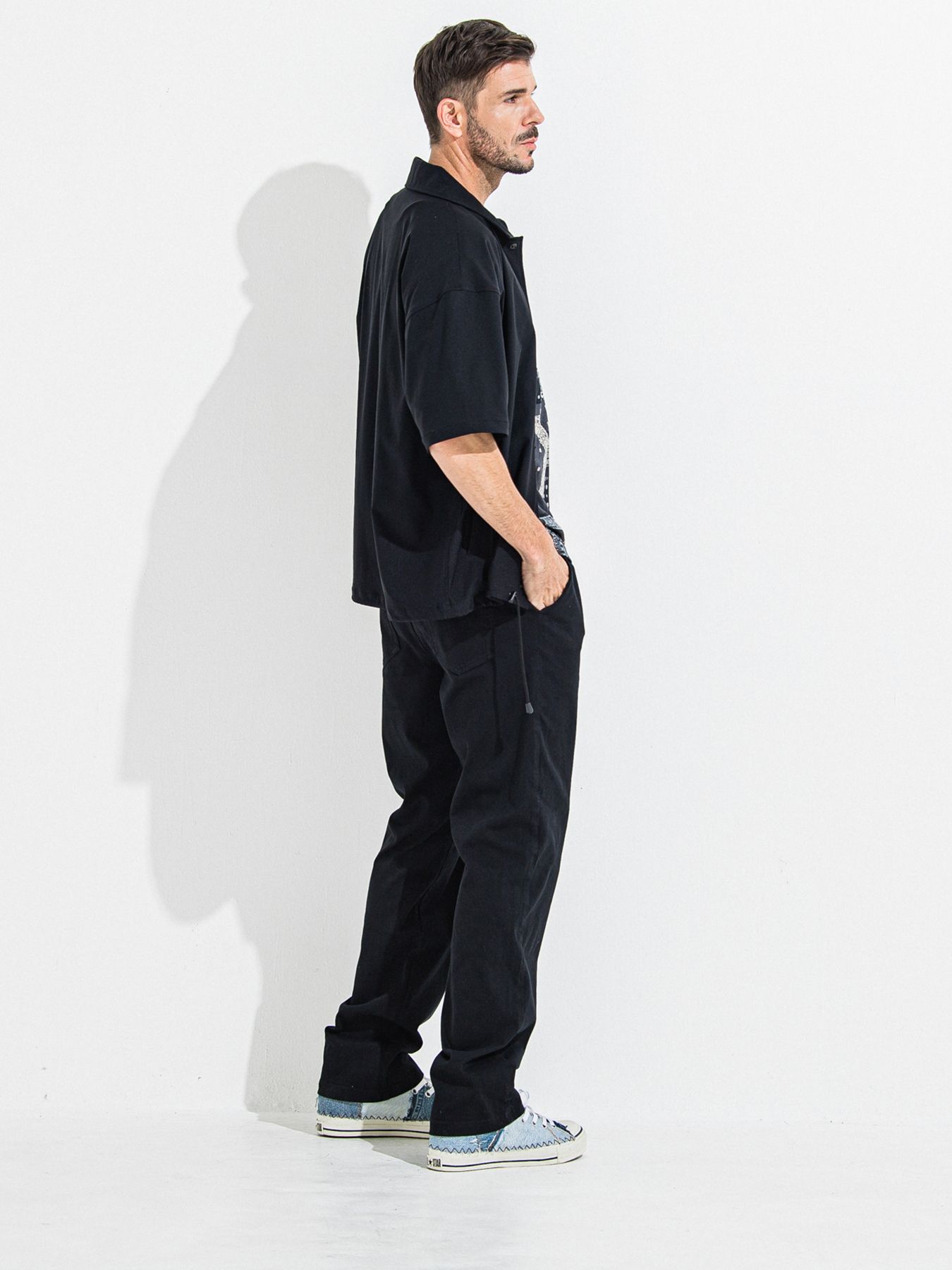 【予約品】NYLON HALF COACH JACKET / ナイロンハーフコーチジャケット / ブラック